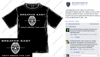 Illustration for article titled Indiana Cop Designs ‘Breathe Easy, Don’t Break the Law’ Shirts